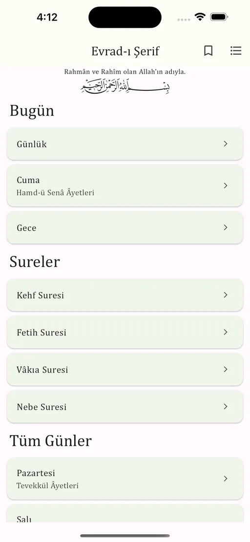 Evrad-ı Şerif Uygulaması ekran görüntüsü